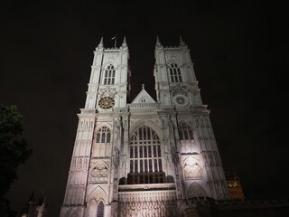 Fototapeta na wymiar Westminster Abbey church at night in London