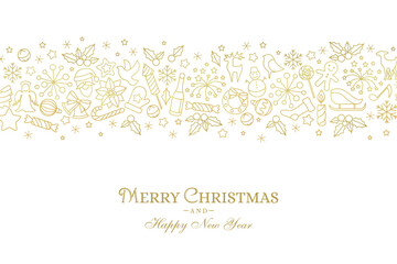 Obraz premium Christmas card with line art icon