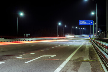 soft focus. natural night light. Bridge. transport interchange, speed limit.