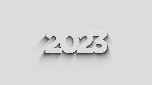 2023 year futuristic new neon symbol with natural shadow. Cyber technology icon loopable and seamless abstract concept. 3d light and shade object.