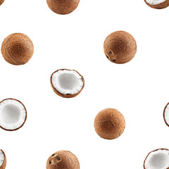Coconut isolated on white background, SEAMLESS, PATTERN