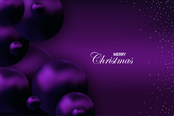 Festive background for christmas and new year, purple balls on a purple background, design element