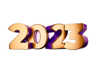 Golden 2023 Happy New Year Celebration Concept Isolated 3D Render Cutout