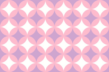 白地に淡いピンクと紫の連なったシームレスの円模様