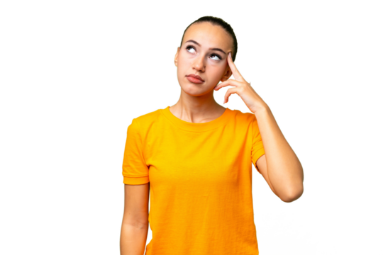 Young Arab woman over isolated background with problems making suicide gesture