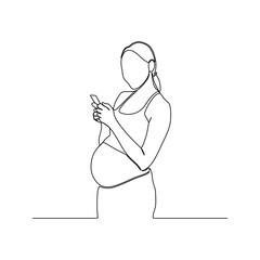 Pregnant Woman Continuous Line Drawing