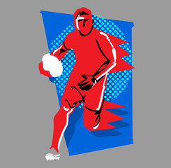 vector illustration rugby player in action