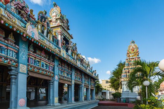 Ornate decoration at Tamil Surya Oudaya Sangam temple, Grand Baie, Pamplemousses district, Mauritius