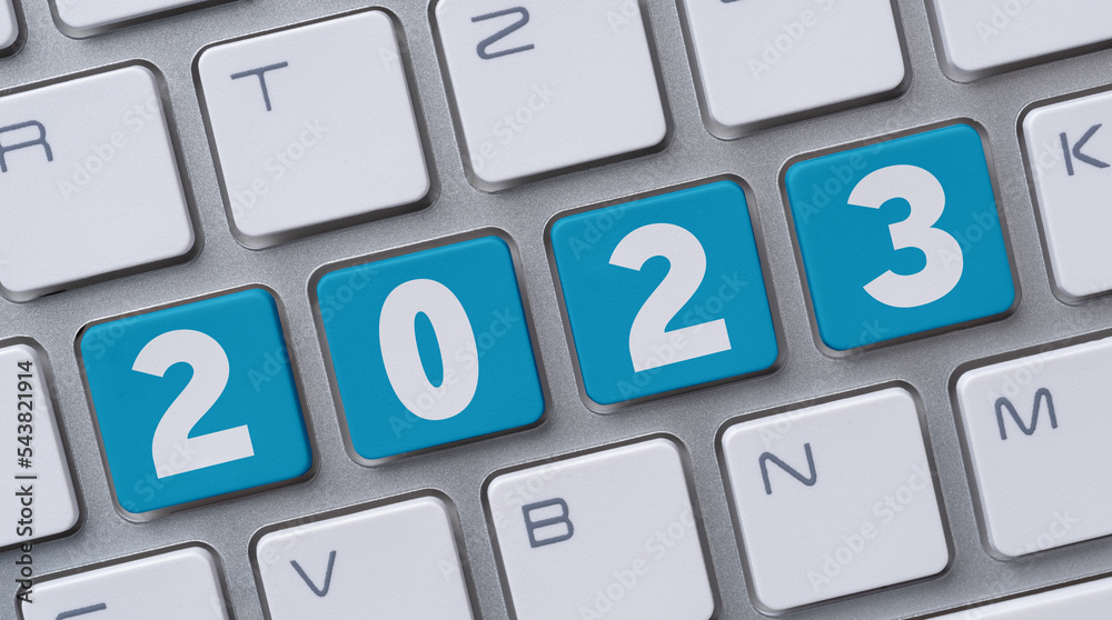 Wall mural a computer keyboard with the word 2023