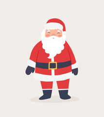 Funny Santa Claus character with gifts isolated. Merry Christmas and New Year cartoon vector illustration. Winter holidays design element for Xmas greeting card, invitation, banner