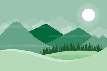 Fototapeta premium beautiful scenery with with mountains and pine trees