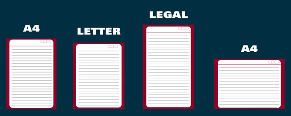 notebook empty pages template in A4, Letter and Legal size. modern and unique style. best in print