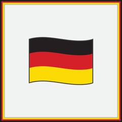 Germany Flag Cartoon Vector Illustration. Flag of Germany Flat Icon Outline. National Germany Flag