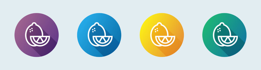 Lemon line icon in flat design style. Fruit signs vector illustration.