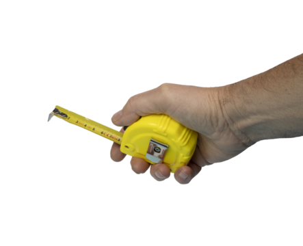 a male hand with a flexible measuring tape