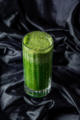 milkshake on black fabric background