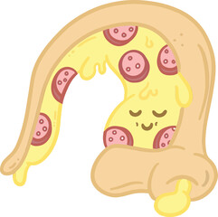 Cute Cartoon Pizza Slice Pepperoni Emoji Face Illustration for a Mascot or Logo Design