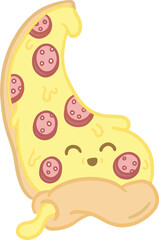 Cute Cartoon Pizza Slice Pepperoni Emoji Face Illustration for a Mascot or Logo Design