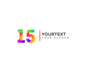 Colorful Number 15 Logo Design  Anniversary and Branding Template