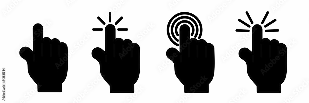 Poster computer mouse icon set. cursor icon clicking hand. stock vector design