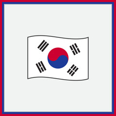South Korea Flag Cartoon Vector Illustration. Flag of South Korea Flat Icon Outline. National South Korea Flag