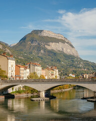 Fototapeta na wymiar Grenoble, Marius-Gontard bridge and Mont Saint-Eynard