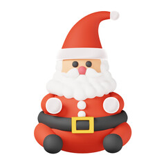Santa claus. Christmas, new year holiday celebration icon concept. Cute cartoon style 3D Render Illustration 