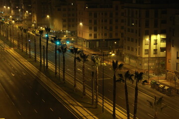 Panorama of the night city. Murcia, Avenida Juan Carlos 1