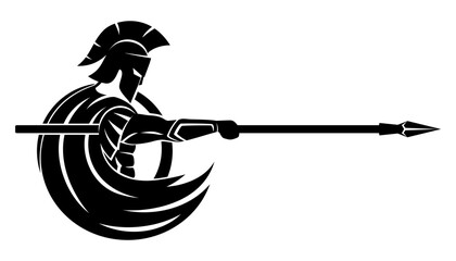 Spartan warrior with spear and shield icon on white background. - 543841128