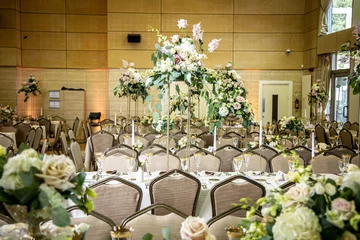 Fotobehang Jewish wedding tables in hall, dinner © BL EVENTS