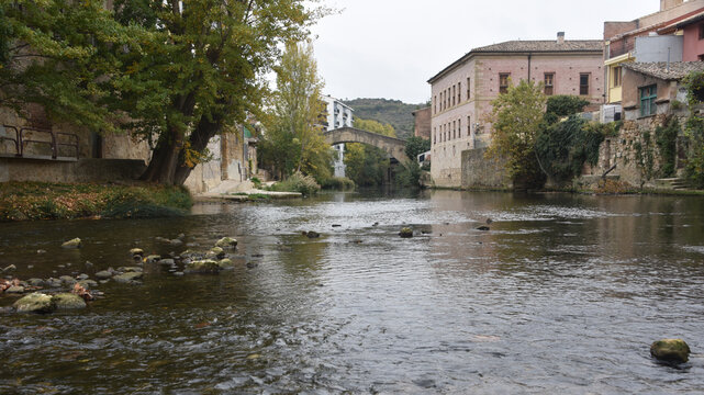 Estella, Spain - 30 Oct, 2022: The picturesque medieval town of Estella, Navarre, in northern Spain