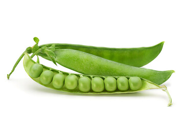 Fresh peas on white