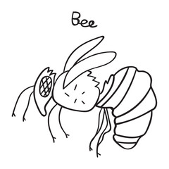 Insect. Bee. Hand drawn outline illustration.