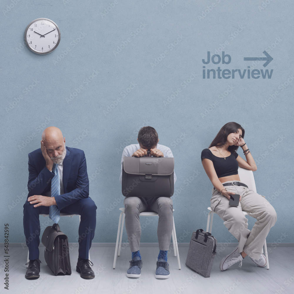 Wall mural candidates waiting for a job interview - Wall murals