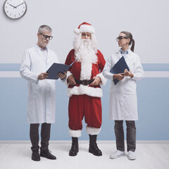 Santa Claus with doctors at the hospital