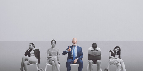 Cheerful employed man after the job interview