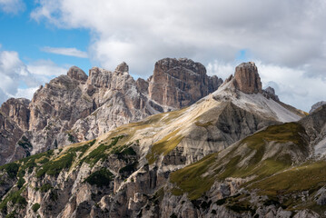Scenic calm mountain landscape in the surroundings of the famous Three Peaks mountains, The Dolomites in South Tirol