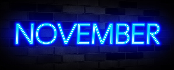 November neon sign banner background for,promotional,text neon lights promotes advertising to next business concept