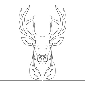 recommend clip art: Continuous line drawing deer icon vector illustration concept