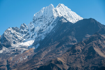 Beautiful view of Mt.Thamserku (6723m) view from Namche Bazaar, Nepal.