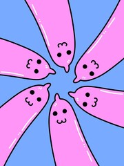 cute condom cartoon on blue background