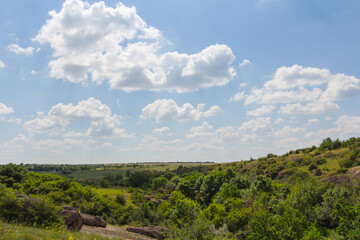 View of Arbuzynsky canyon is a canyon near the Trykraty village, on the Arbuzynka river in the Voznesenskyi region of Mykolaiv Oblast of Ukraine