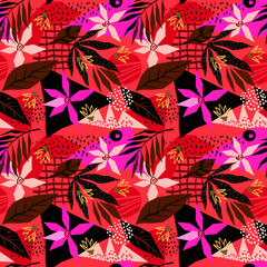 Seamless pattern with nature elements