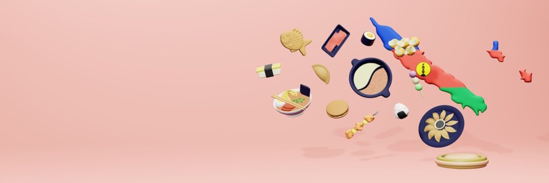 3d Rendering Of Japanese Food Consumption In New Caledonia For Social Media Content 