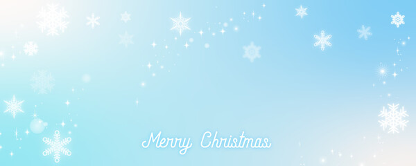 クリスマスの雪の降る青い空/雪景色/クリスマスホリデー/メリークリスマス