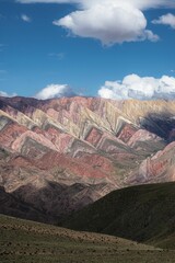 Vertical shot of the Quebrada de Humahuaca in Argentina