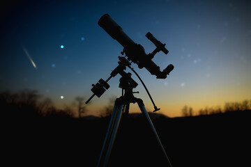 Astronomical telescope and equipment for observing stars, Milky way, Moon and planets.