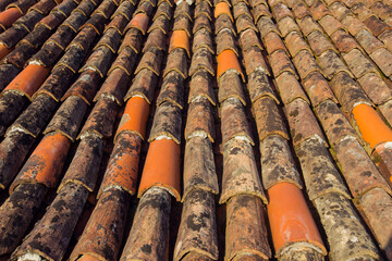 Old clay roof tiles