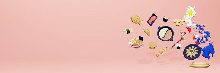 3d rendering of japanese food consumption in Philippines for social media content 