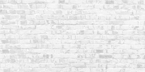 Vintage white wash brick wall texture for design. horizontal background for your text or image. White brick wall texture or background